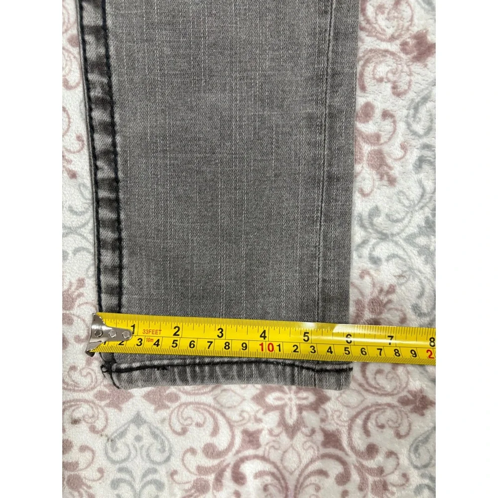True Religion Boys Gray Straight Leg Jeans Size 14 Thick Stitch Horseshoe Logo